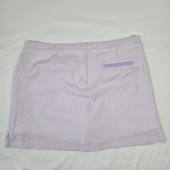 Lady Hagan Essentials Size 14 Purple Orchid Striped Seersucket Skort Pockets NWT